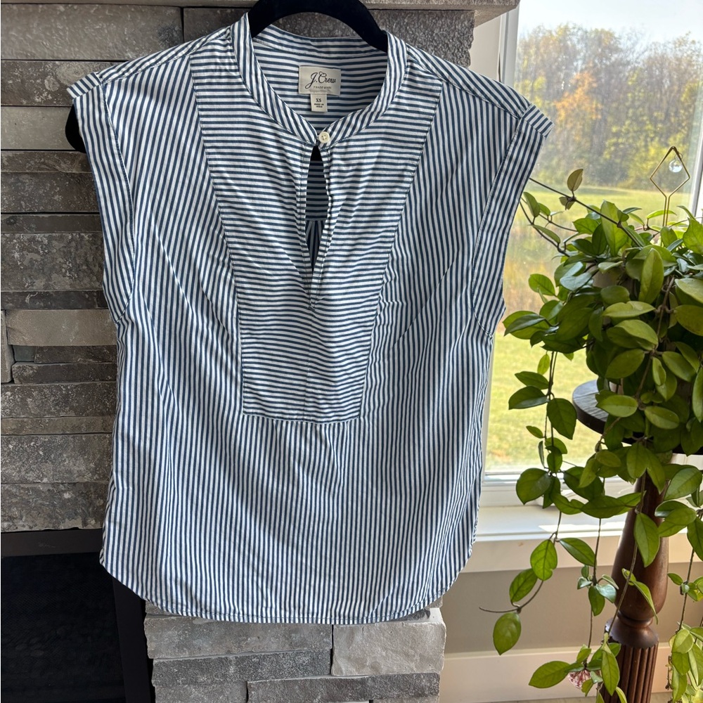 J. Crew | Blue and White Striped Top | Size XS